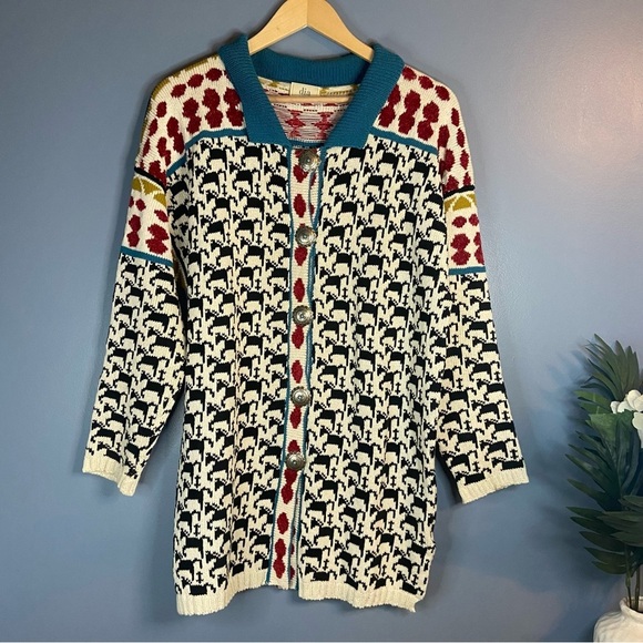 Dia North of Boston Vintage 1997 Horse Print Button Up Cardigan Sweater - Picture 9 of 9